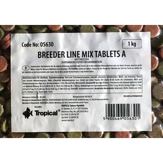 Breeder Line Mix Tablets A - 4 Sorten Futtertabletten  Mix, 1kg